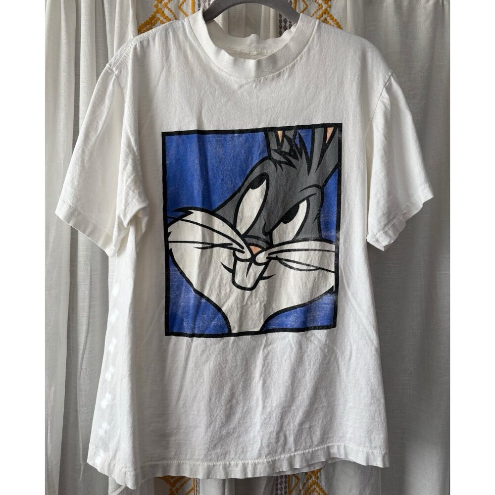 Vtg Bugs Bunny Cotton Crew Graphic Tee Looney Tunes Distressed Single Stitch M/L